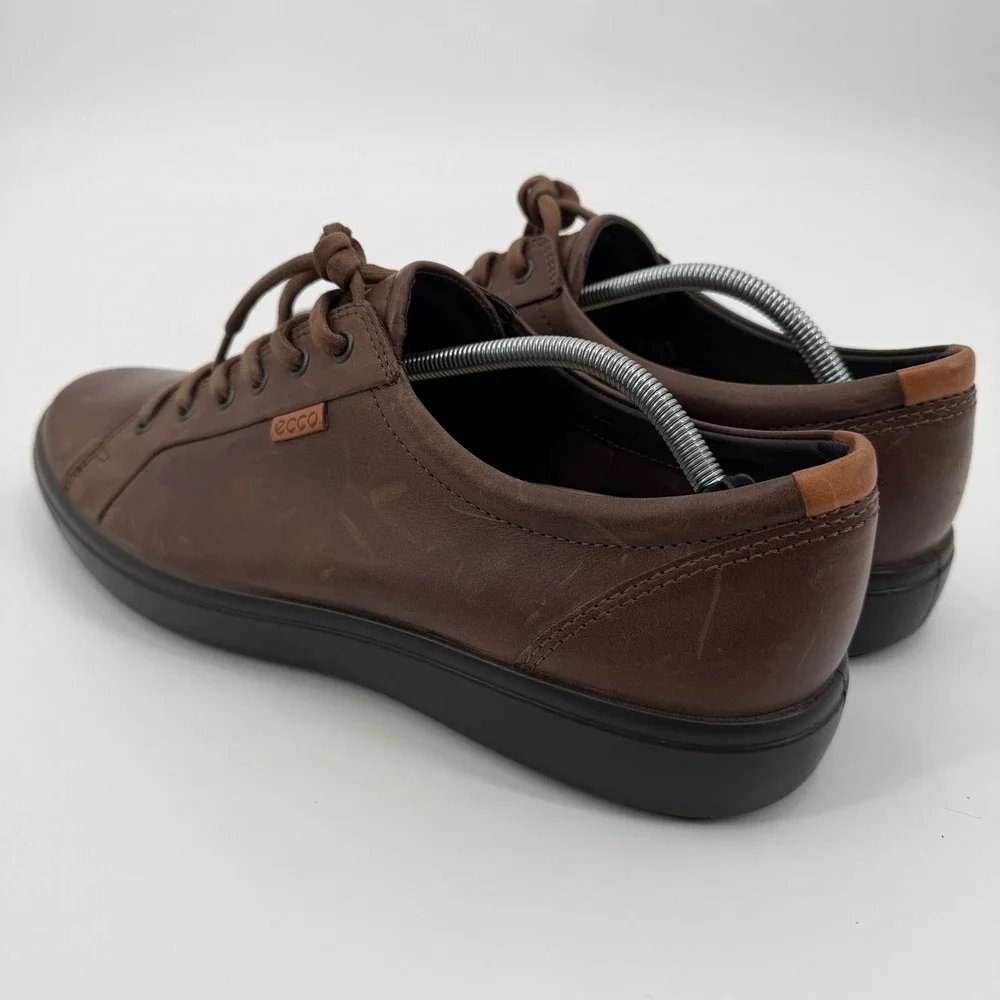 ECCO Soft 7 Mens Brown Leather Low Top Sneakers Casual Shoes Size 48 Scandi